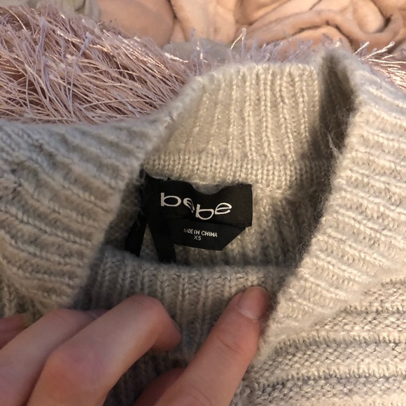 Bebe grey cropped knit sweater - Picture 2 of 8